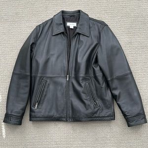 Calvin Klein Mens Black Leather Jacket Size M